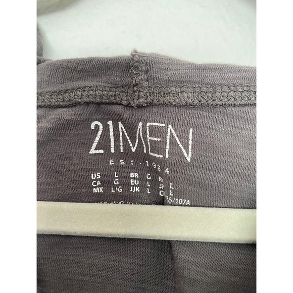 21 Men Forever 21 Men's Grey Hooded Henley Size Large L - Picture 3 of 4